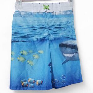 George Boys' Size 7-8 Shark Swim Shorts – Underwater Scene – Mesh Lined